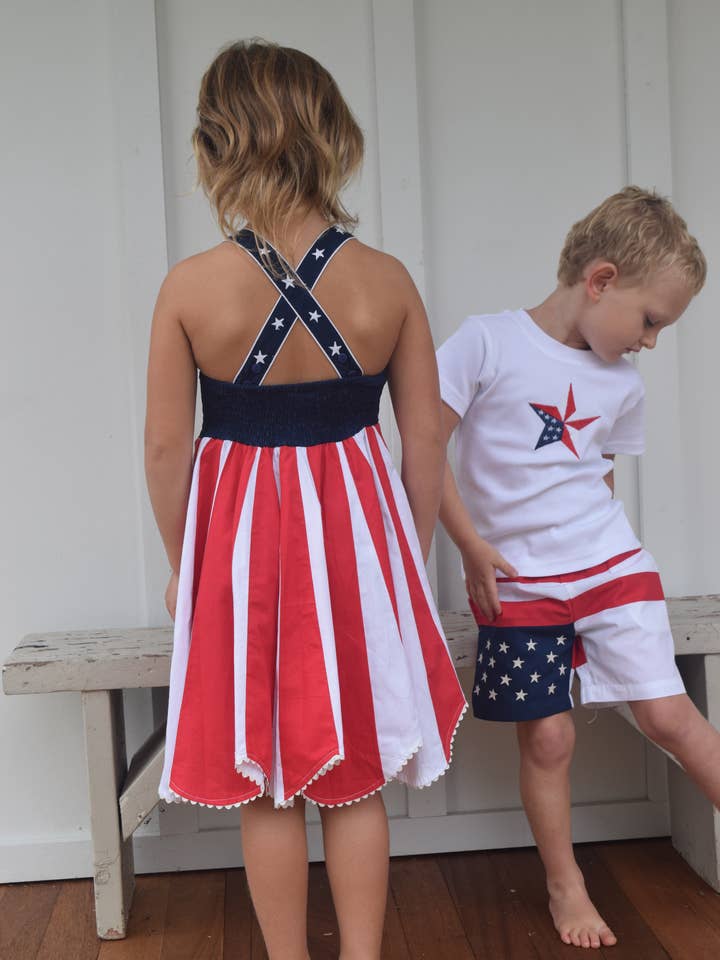 Red White and Blue Boys Shorts for wholesale by Cotton Kids
