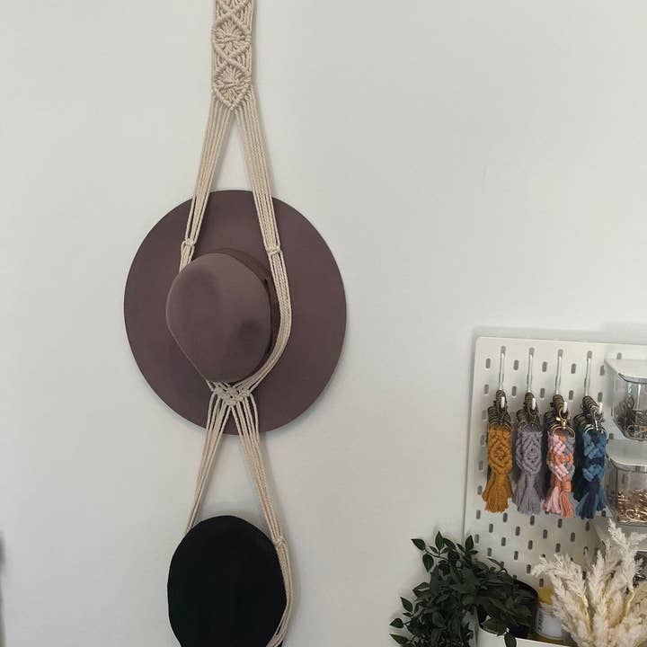 Charlie & Twine – Rack de chapéu por atacado – Cabide de chapéu Macramé, Cabide de chapéu Boho3