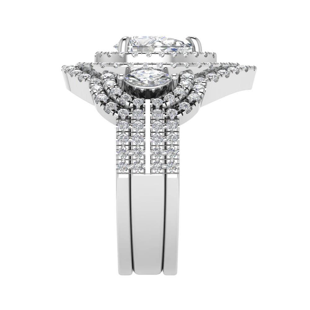 TwoBirch – Engroshandel Forlovelsesring – ToBirch Sterling sølv 3-delt stabelsæt med cubic zirkonia i pære- og marquise-form1