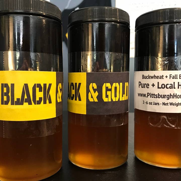 12 oz Black and Gold for wholesale by Pittsburgh Honey