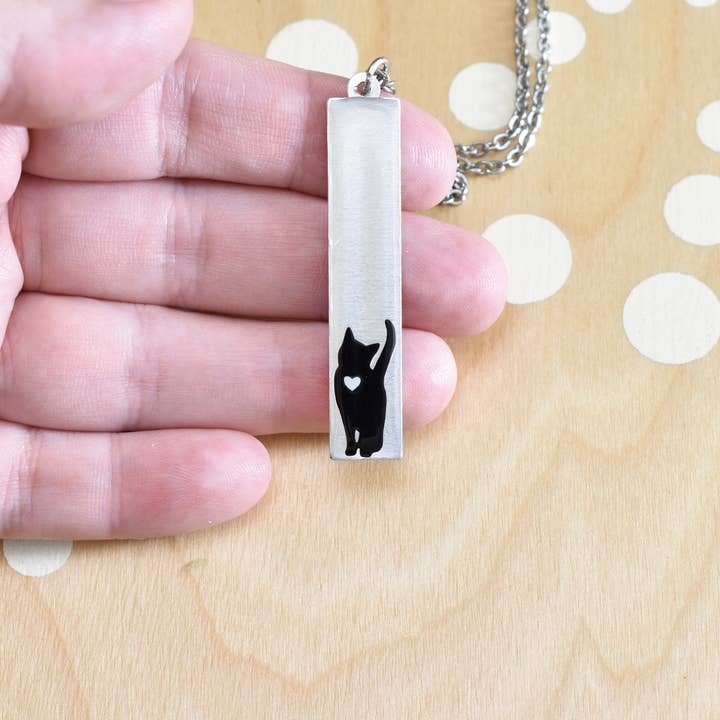 Black Cat Bar Necklace for wholesale by Jaycat Designs