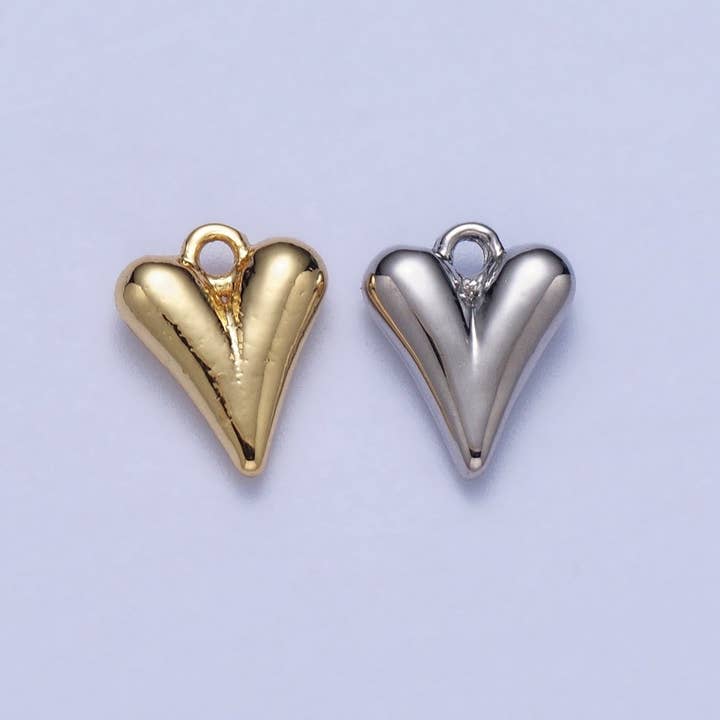 Pendentif Cœur Gonflé Minimaliste 9,7 mm en Or & Argent | AC034 pour la vente par Aim Eternal