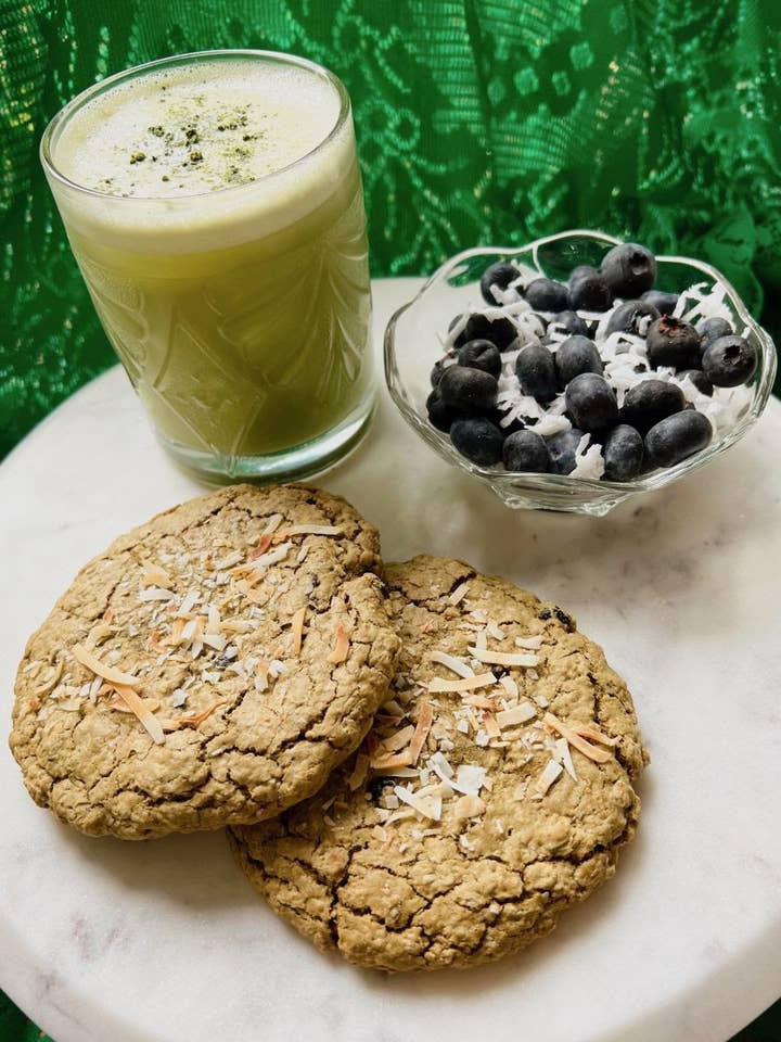 GF/V/Nut Free Matcha Blueberry Coconut Breakfast Cookie for wholesale by Sweet Eats
