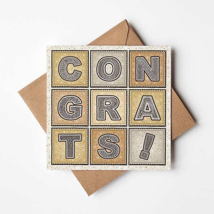 Silver and Gold Typographic Congratulations Card for wholesale by Jess A Little Creative