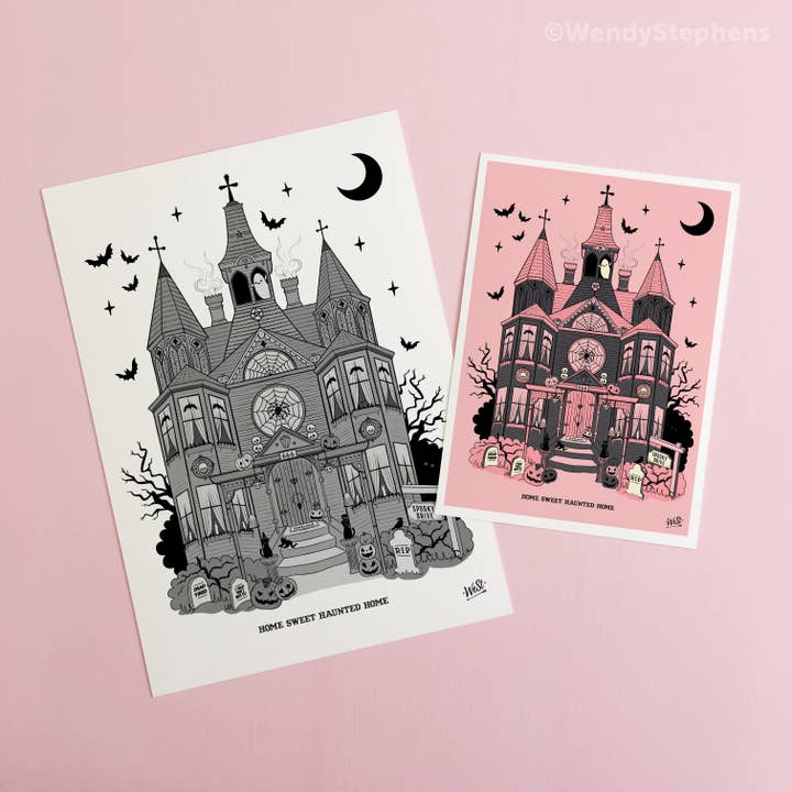 Wendy Stephens Art - Wholesale Art Print - Haunted House Gothic Art Print1