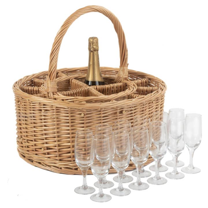Havepicnickurv med 12 glas for engroshandel hos Red Hamper