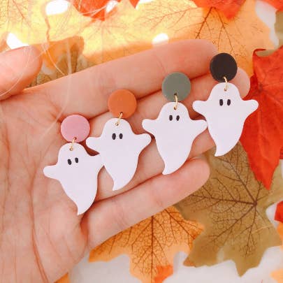 Ghost Dangle Polymer Clay Earrings for wholesale by Honey Dijon