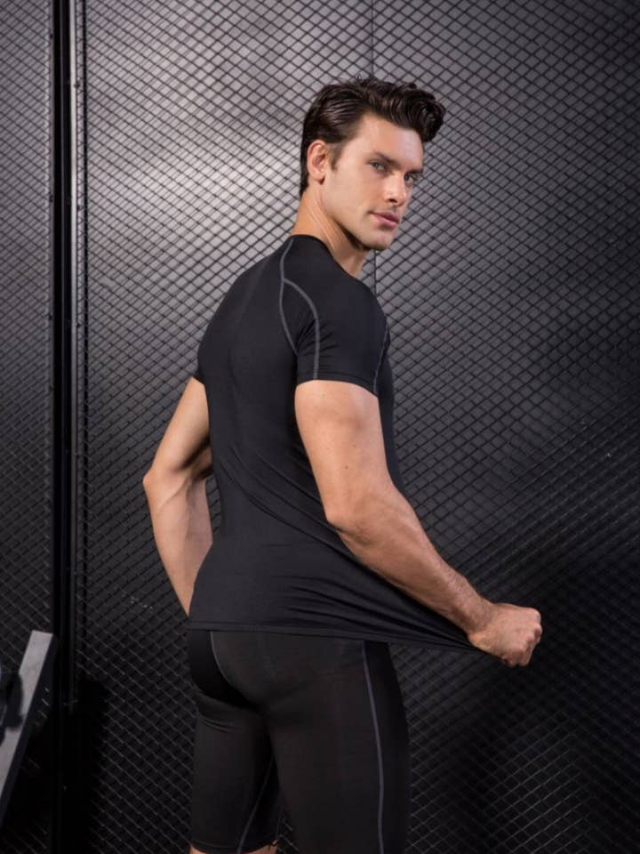 Active by Anna-Kaci - Wholesale Athletic top – men's - Men's Compression Short Sleeve Athletic T-Shirt4