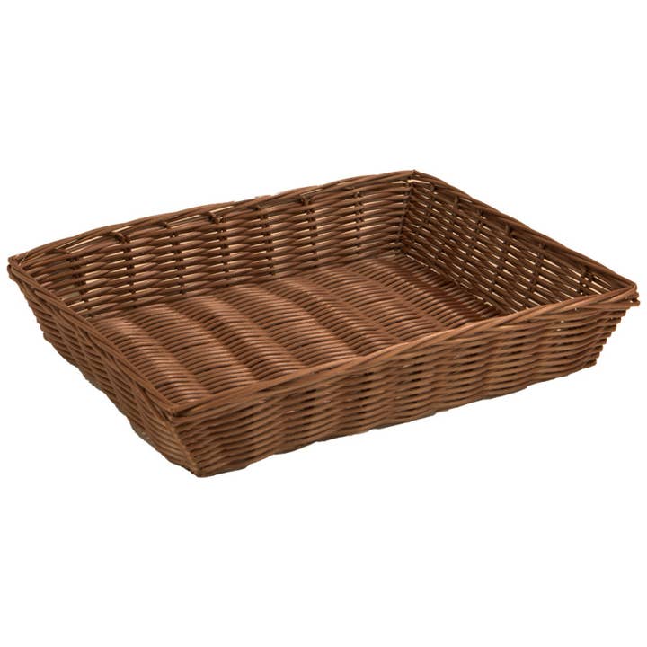 Cesta Rectangular de Mimbre Sintético Marrón 37x27x7cm para venta al por mayor de Deffrennes