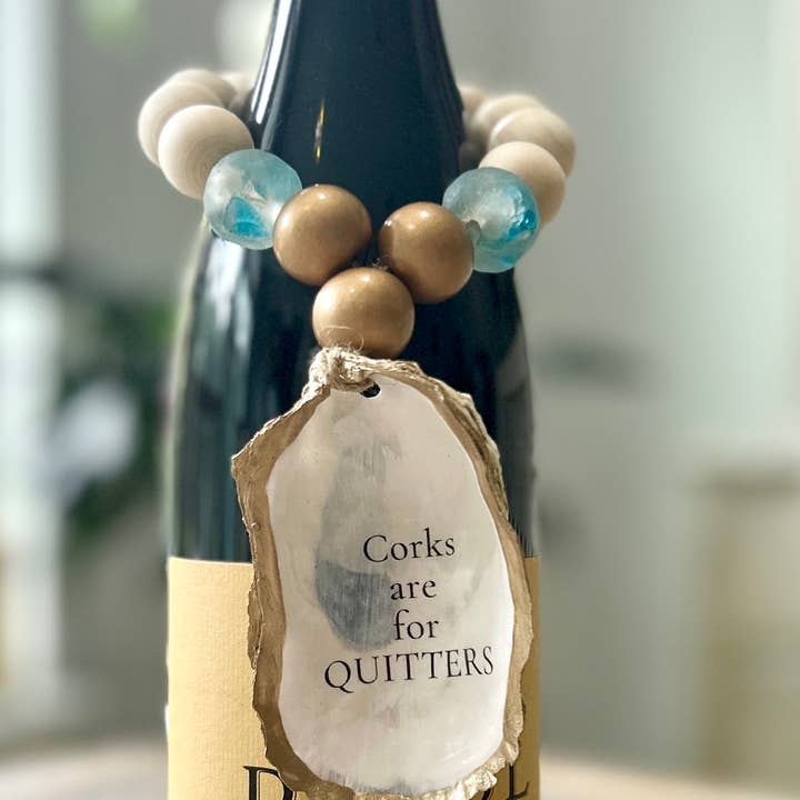 Coast and Cork - Wholesale Wine Charm - Corks are for Quitters - Beaded Bottle Charm