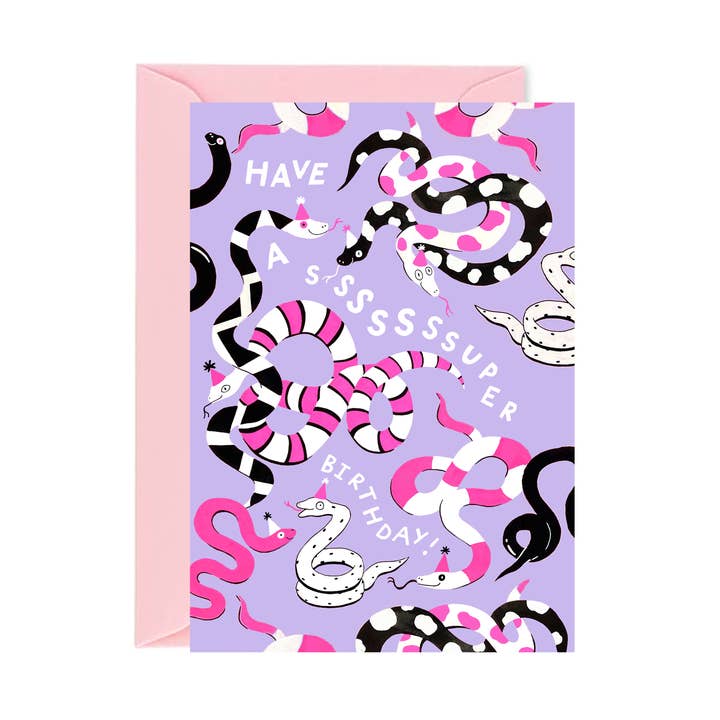 Super Snakey Birthday Card for wholesale by Ickaprint
