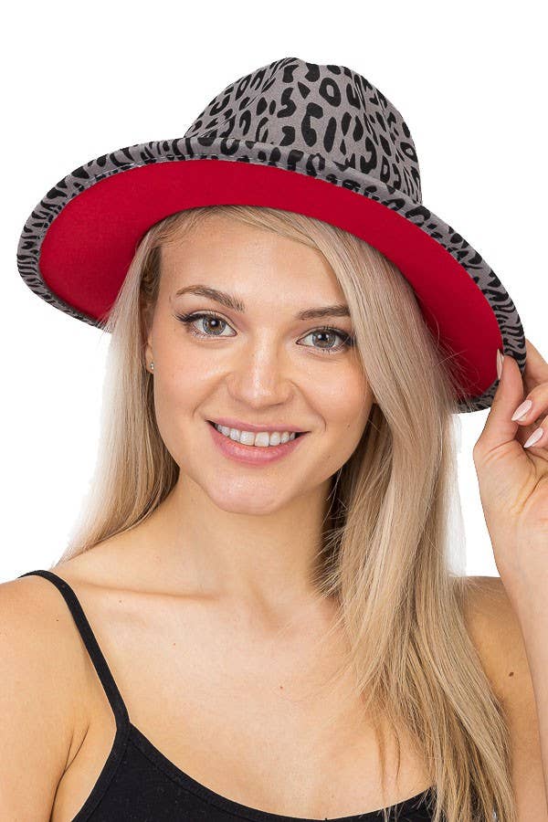 Cap Zone - Wholesale Fedora - Women's - Leopard Red Bottom Fedora5