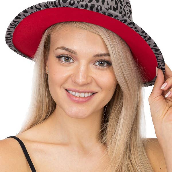 Cap Zone - Wholesale Fedora - Women's - Leopard Red Bottom Fedora5