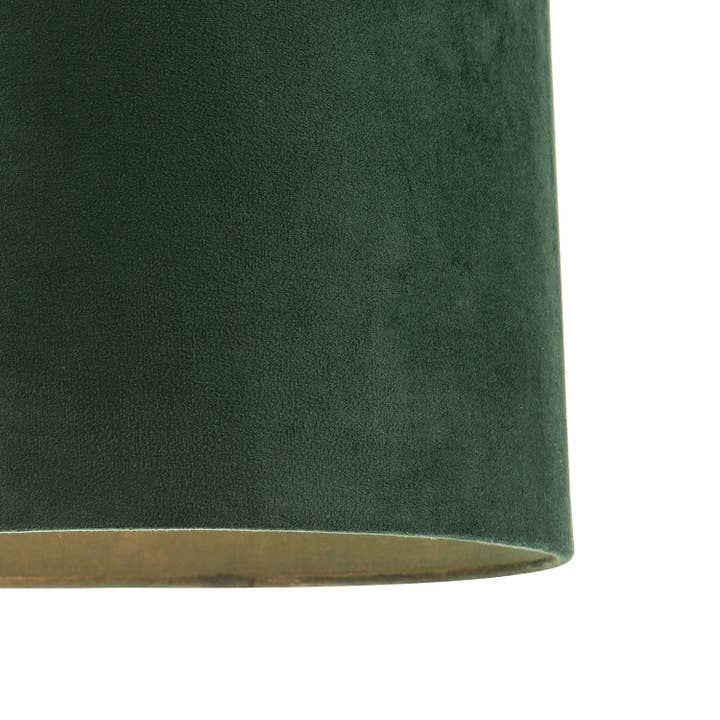Happy Homewares – wholesale Lampshade – Soft Velvet Forest Green Fabric Round Lamp Shade for Table or Pendant3