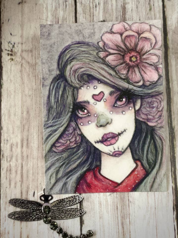 Sukker Skull Faerie Fairy ACEO Fantasy Print for engroshandel hos Faeries of Glittering Glen