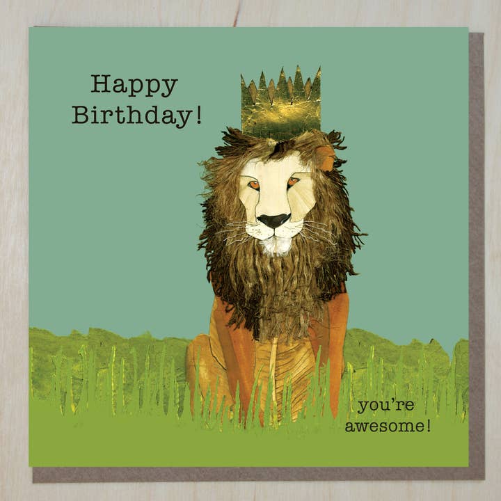 Awesome Lion Birthday Card for wholesale by Windsock Press