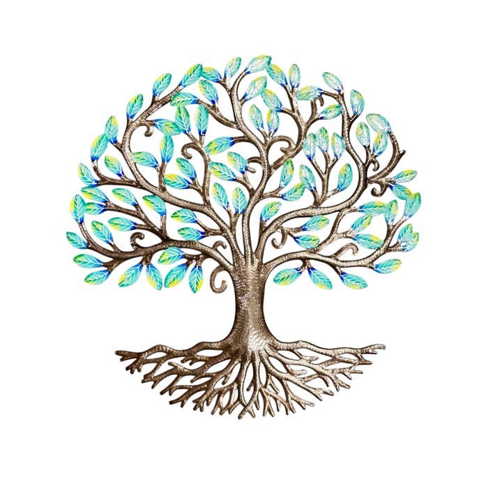 Sweet Turquoise Tree of Life for wholesale by Haiti Fair Trade- Papillon Marketplace