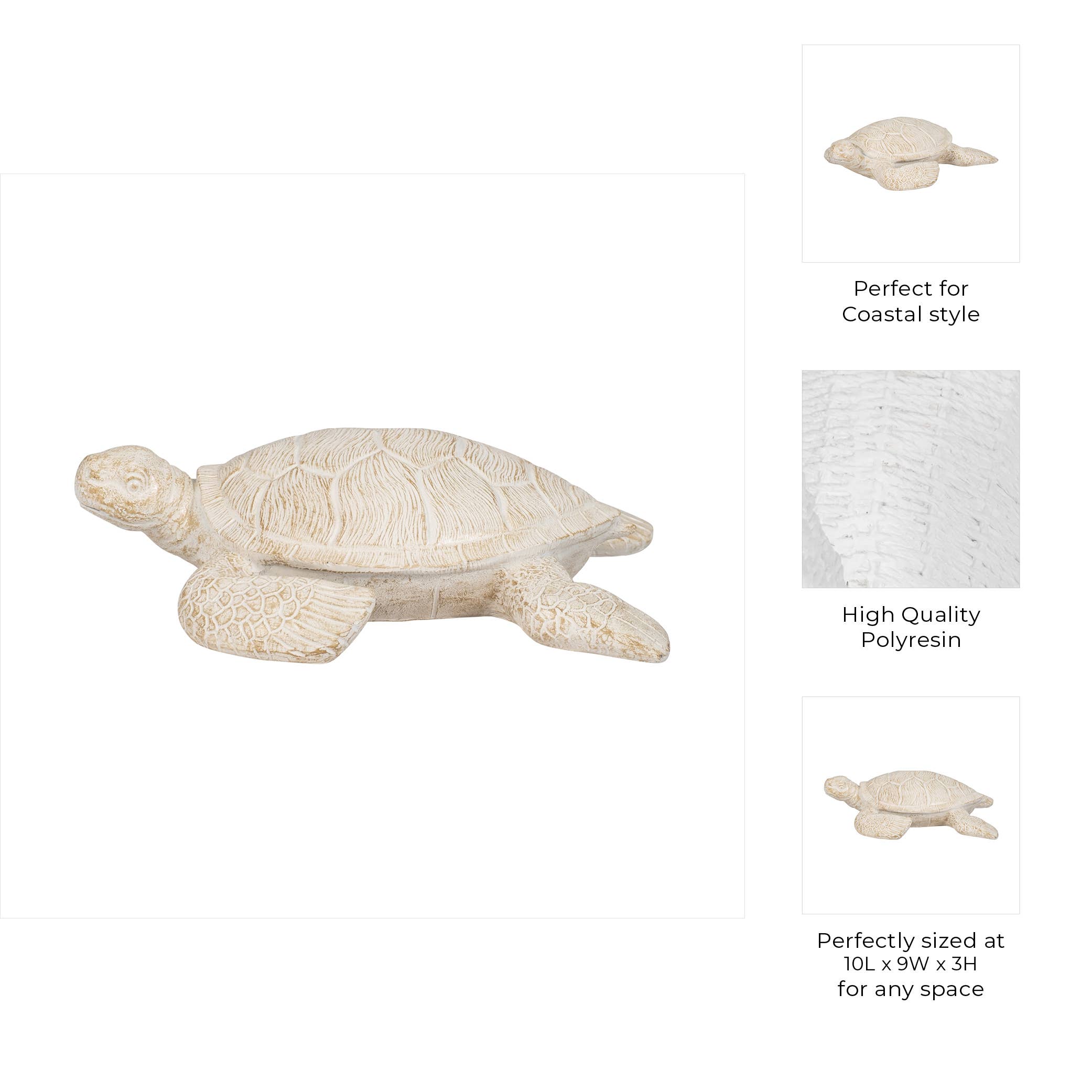 Sagebrook Home - Wholesale Decorative Figurine - Decorative Figurine - Ivory Resin Solid Sea Turtle. 10 in.3