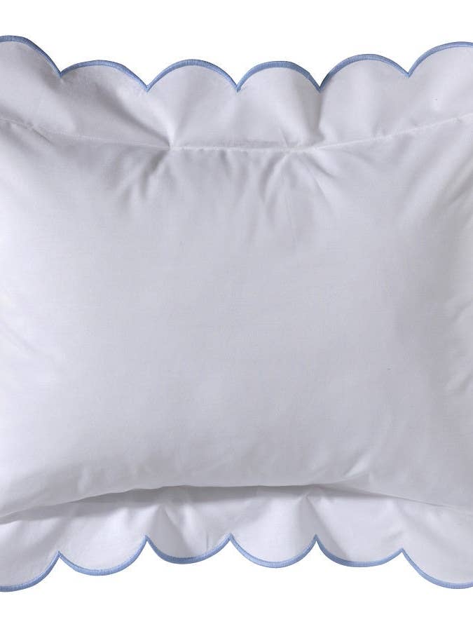 Boudoir Pillow Cover with Scalloped Flange - Duck Egg Blue for wholesale by Jacaranda Living