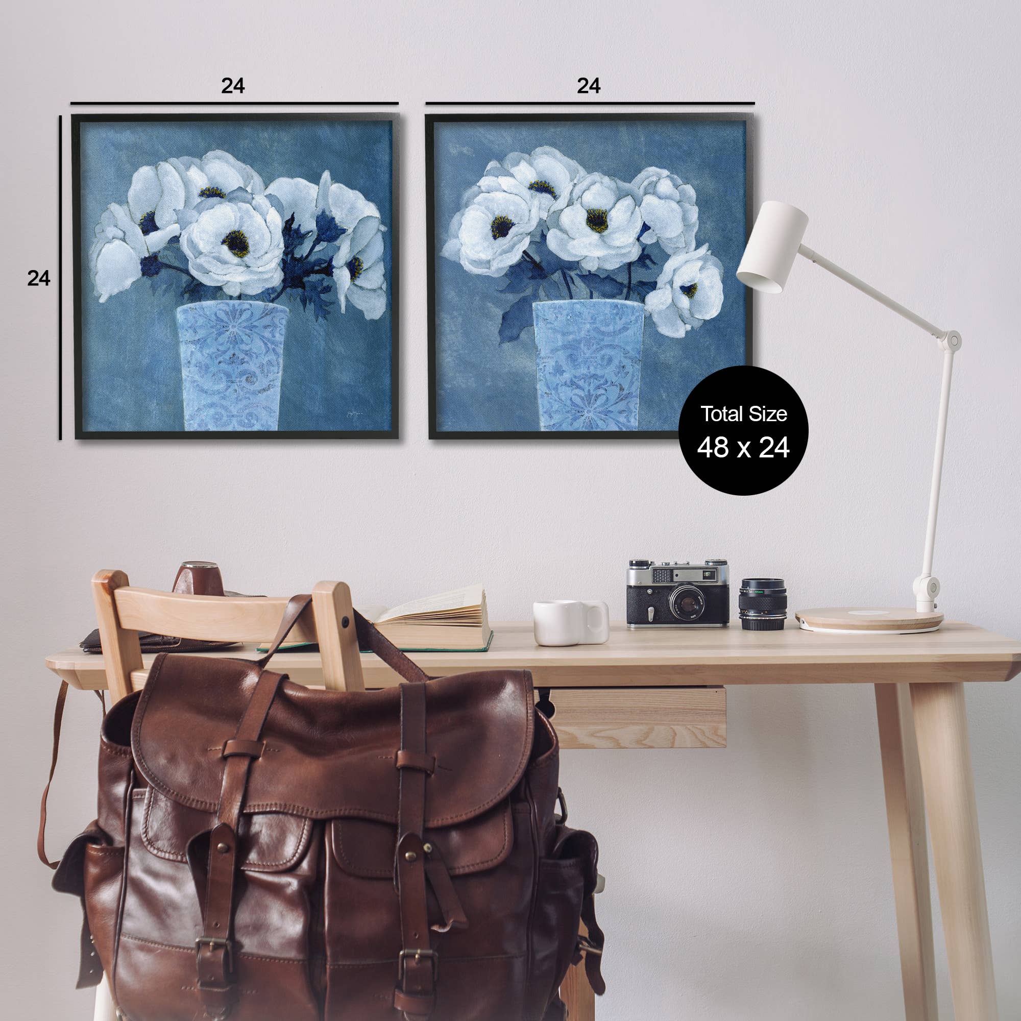 Stupell Industries - Vendita all'ingrosso Decorazione da parete - Bambini e neonati - Bouquet di Magnolie su Arte Incorniciata Blu3