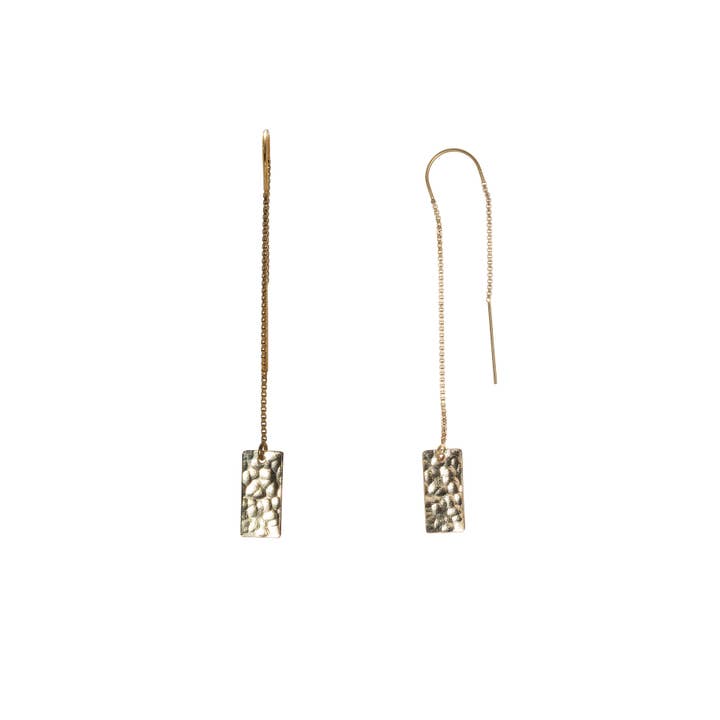 Boucles d'oreilles - Rectangle martelé à enfiler pour la vente par Lazy Maisie Creates