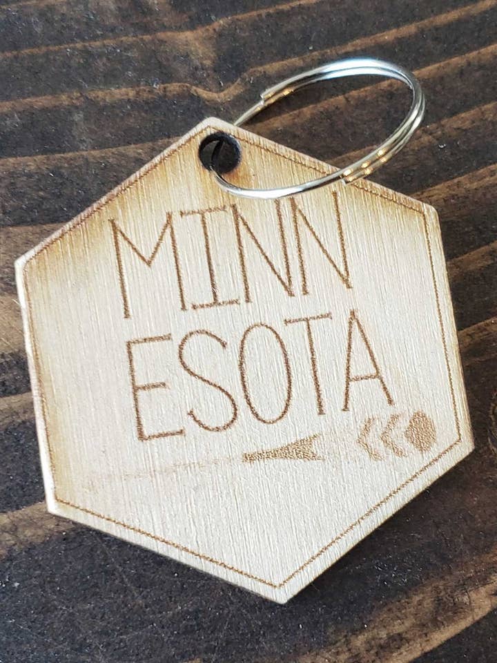 Minnesota Key Chain, Wood Key Chain, Key Chain Accessories, minnesota, outdoors for wholesale by Little North Boutique