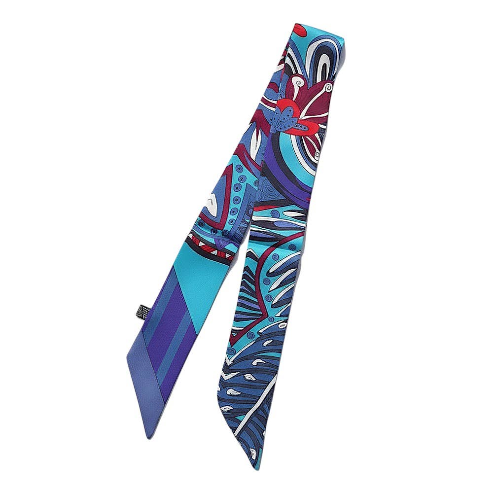 Sensibling Corp. - Wholesale Scarf - Women's - Abstract Pattern Printed Twilly Skinny Scarf1