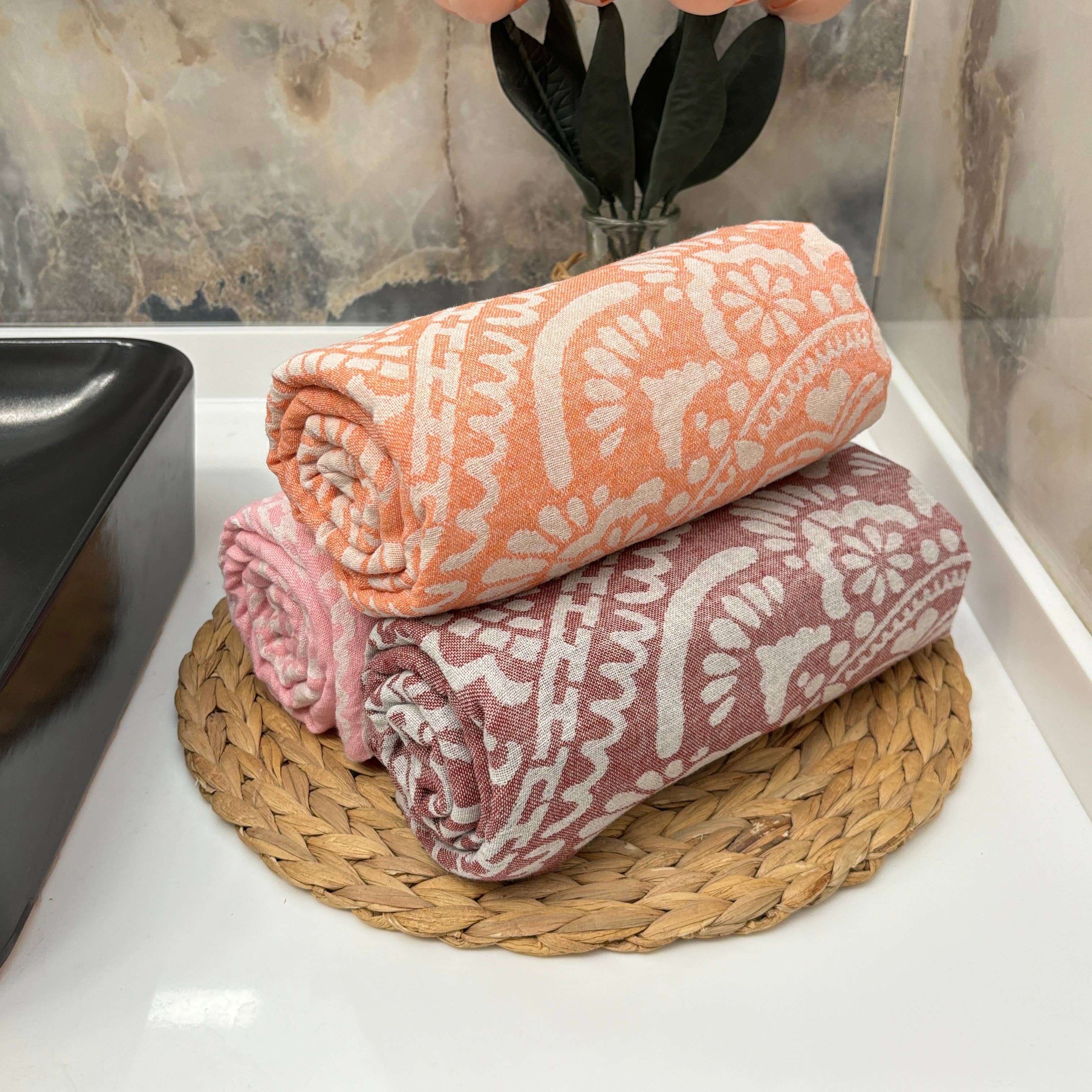 The Loom Wholesale - Wholesale Beach Towel - Floral Motif Turkish Cotton Hammam Towels9