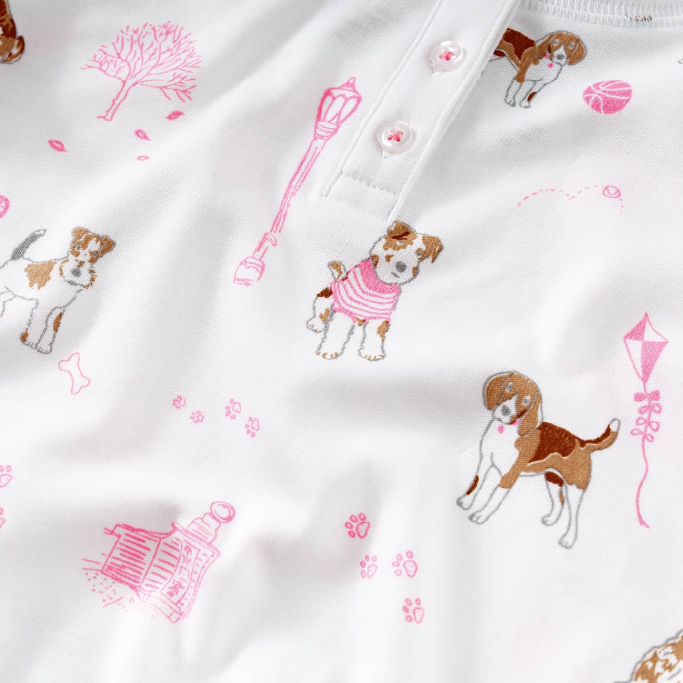 "Pawprints in the Park" Pink Dog Pima Kid Pajama for wholesale on Faire1