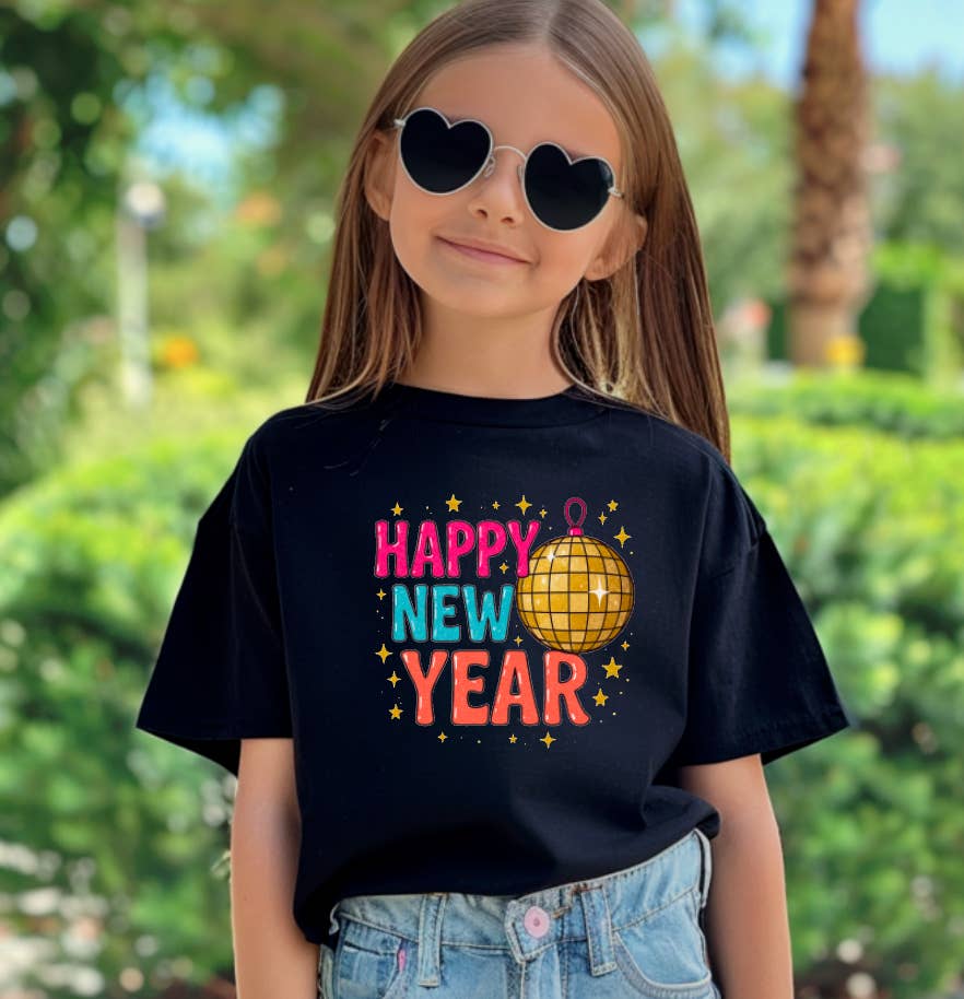 Gia Gifts Boutique - Wholesale Screen Printed T-Shirt - Kids - YOUTH Retro Happy New Year Tee