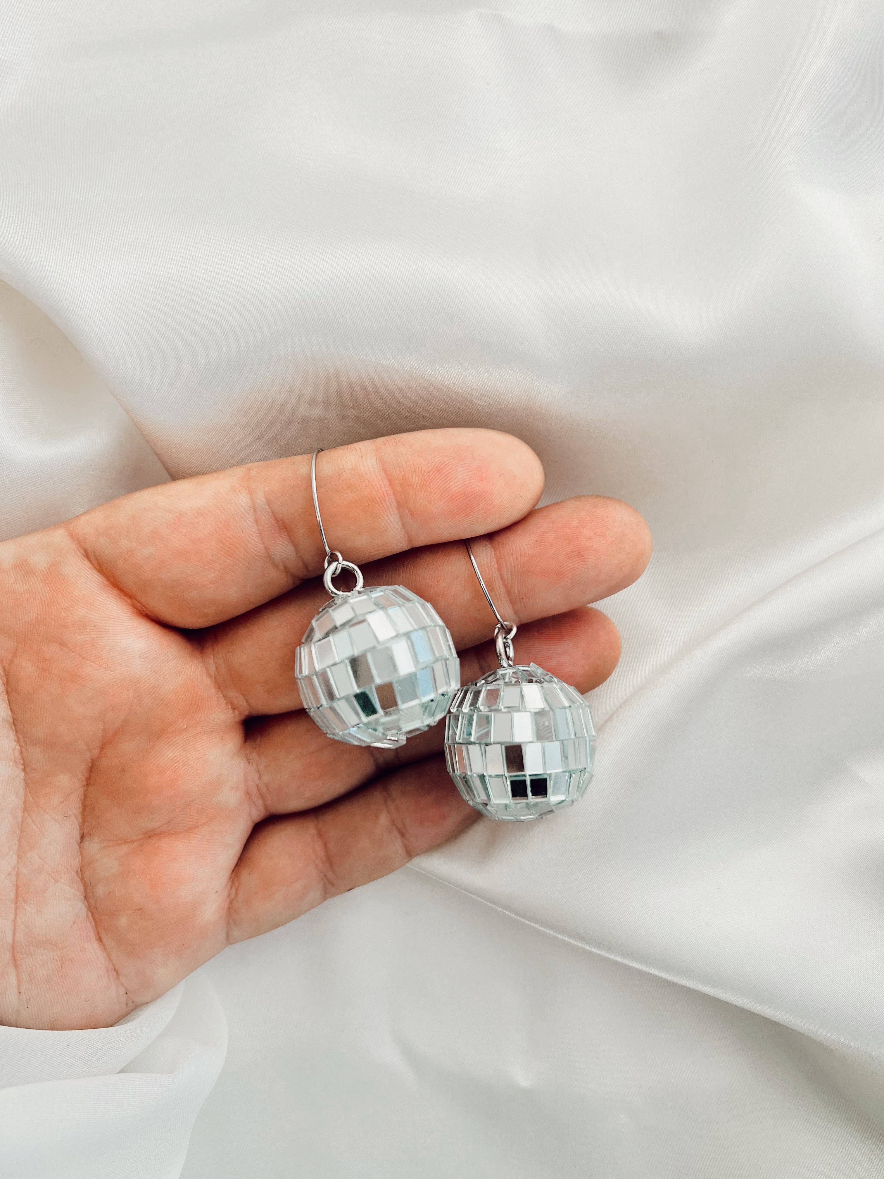 Golden Hour Designs - Wholesale Dangle Earrings - Disco Ball Hoops4