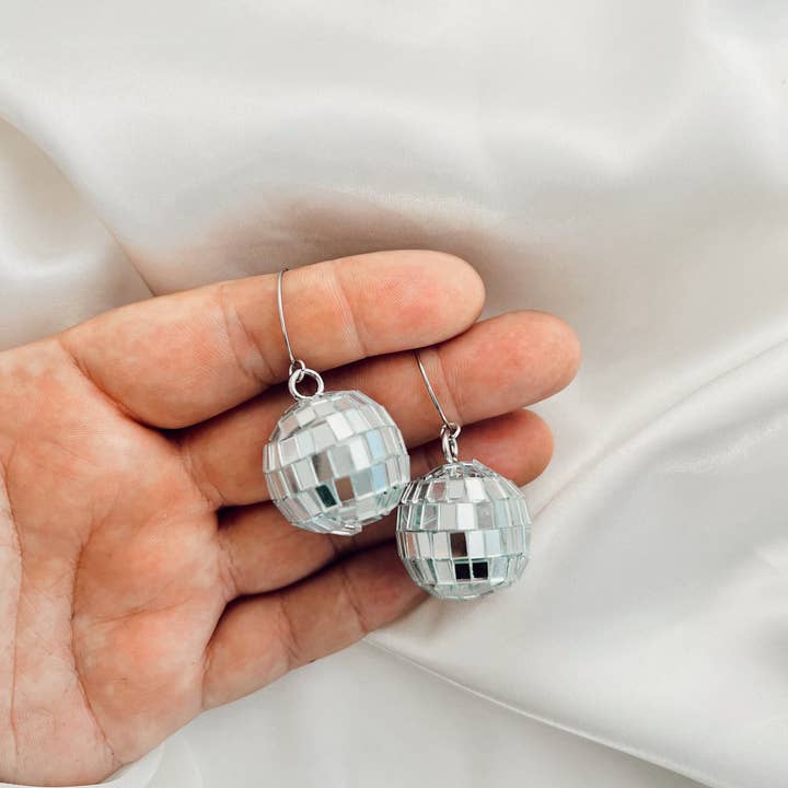 Golden Hour Designs - Wholesale Dangle Earrings - Disco Ball Hoops4