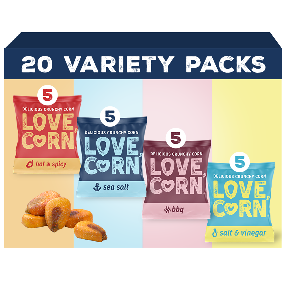 LOVE CORN - Wholesale Puffed Snack - LOVE CORN Fab Four Variety Pack 0.7oz x 20 Bags0