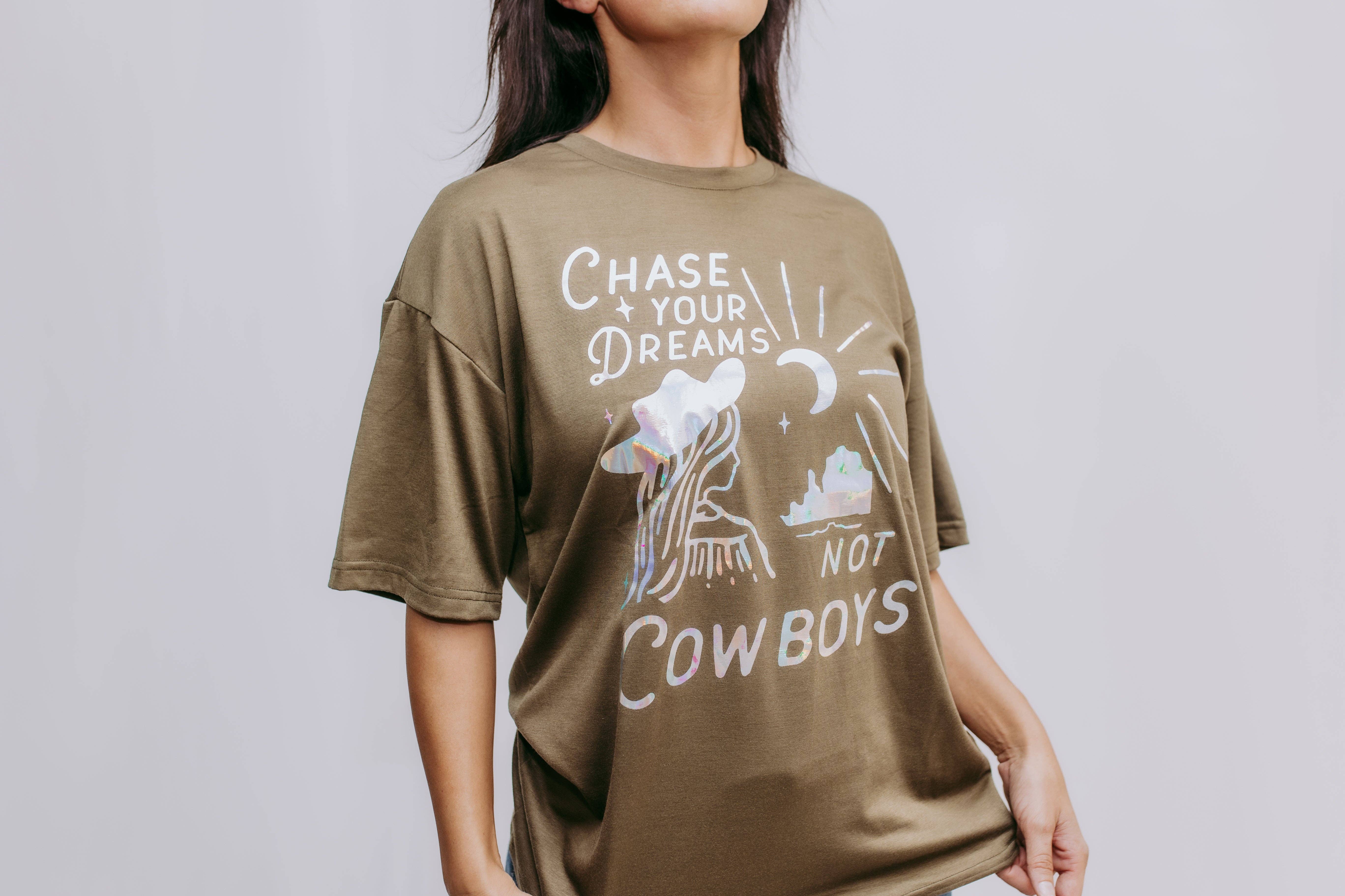 Olive MK519 Chasing Dreams Gold Foil Tee for wholesale on Faire0