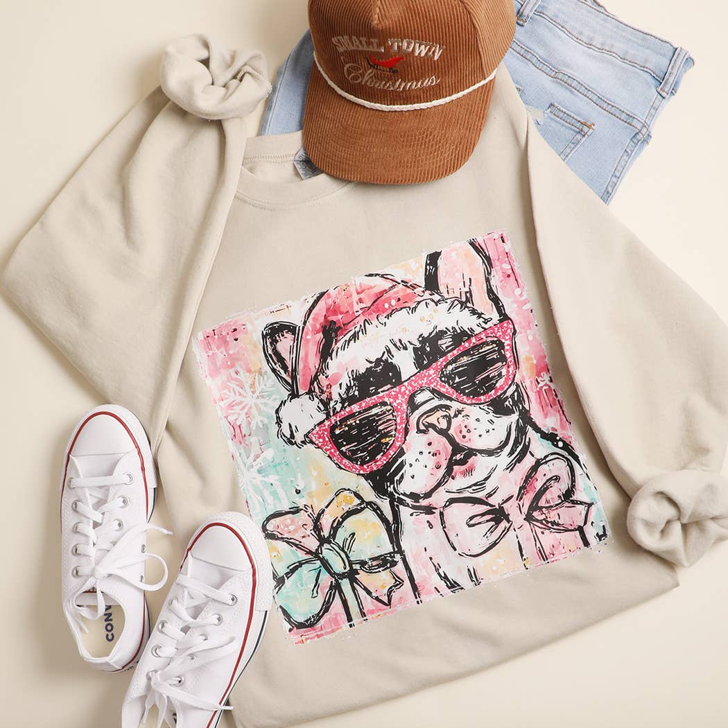 Fashion City - Wholesale Graphic Sweatshirt - Unisex - Santa Dog Christmas Heavyweight Fleece Sweatshirt2