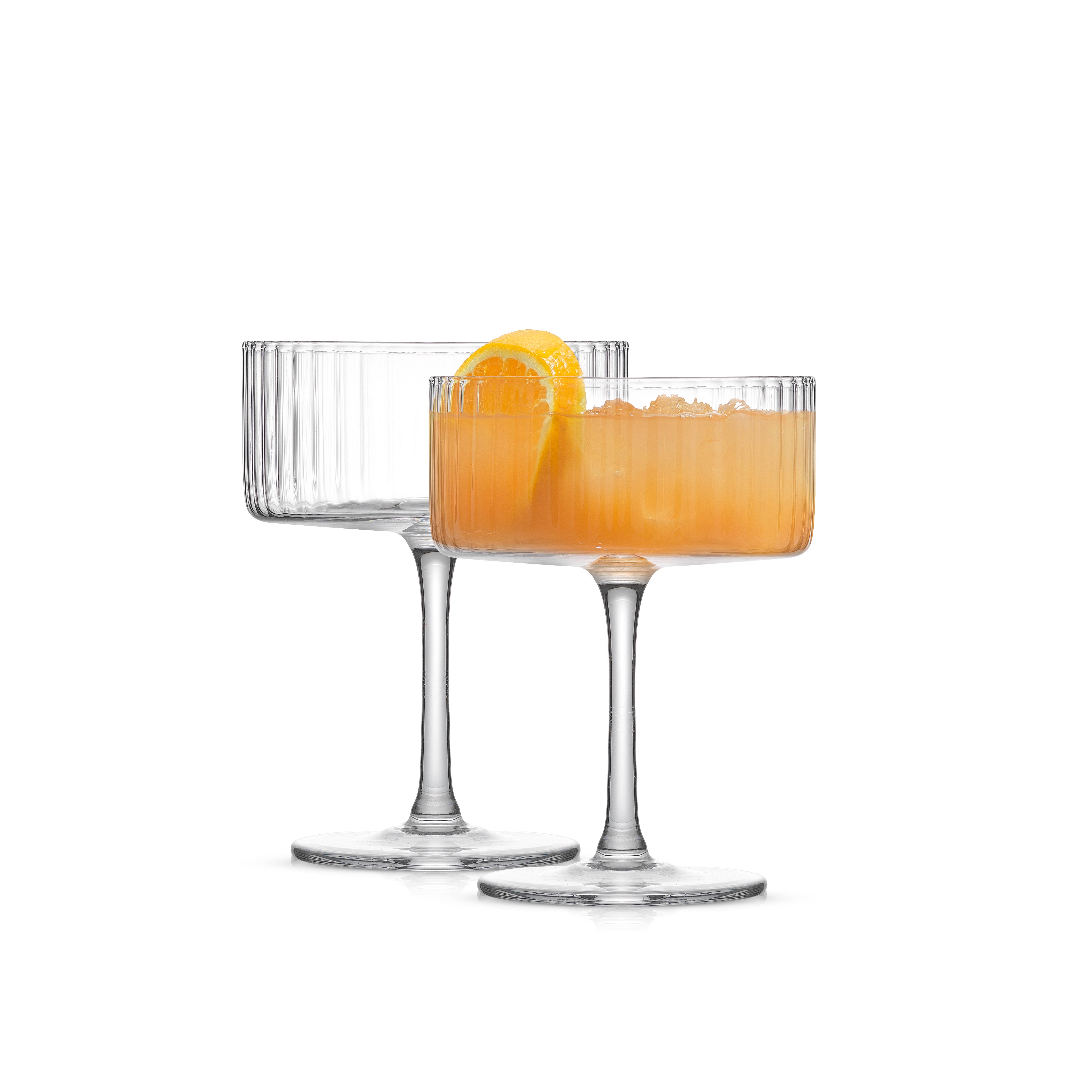 JoyJolt - Wholesale Cocktail/Liquor Glass - JoyJolt Elle Fluted Cylinder Martini Coupe Glass - Set of 2