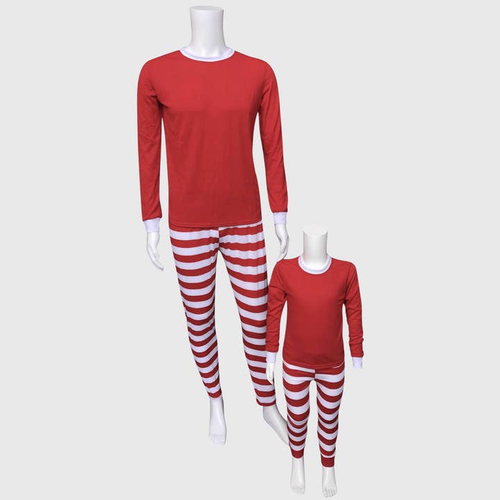 ILTEX Apparel - Vente Haut et bas de pyjama – femme - Pyjama Famille Rouge/Blanc de Noël (Enfant et Adulte)4