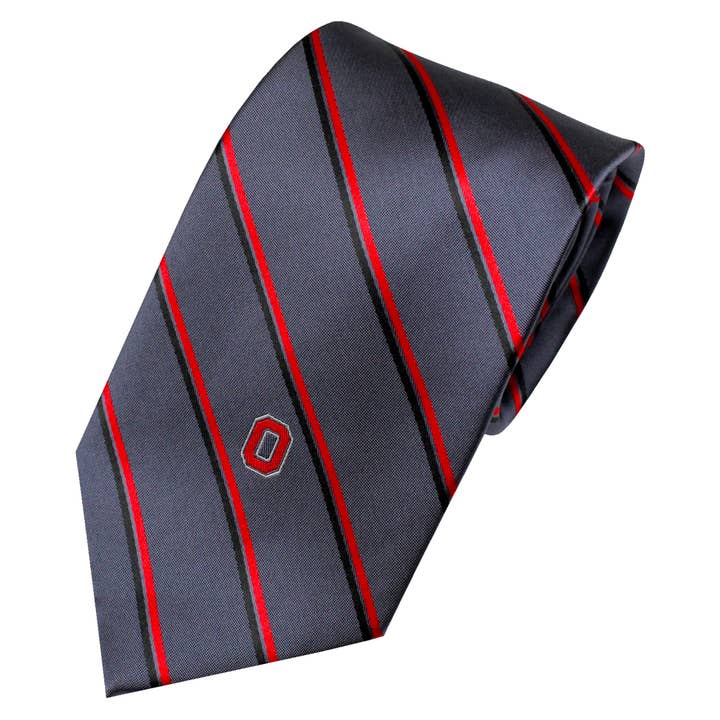 Cravate à rayures anthracite Ohio State Buckeyes pour la vente par Donegal Bay