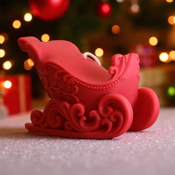 Christmas Sleigh Candle 4x5in for wholesale by Agaboo Candle