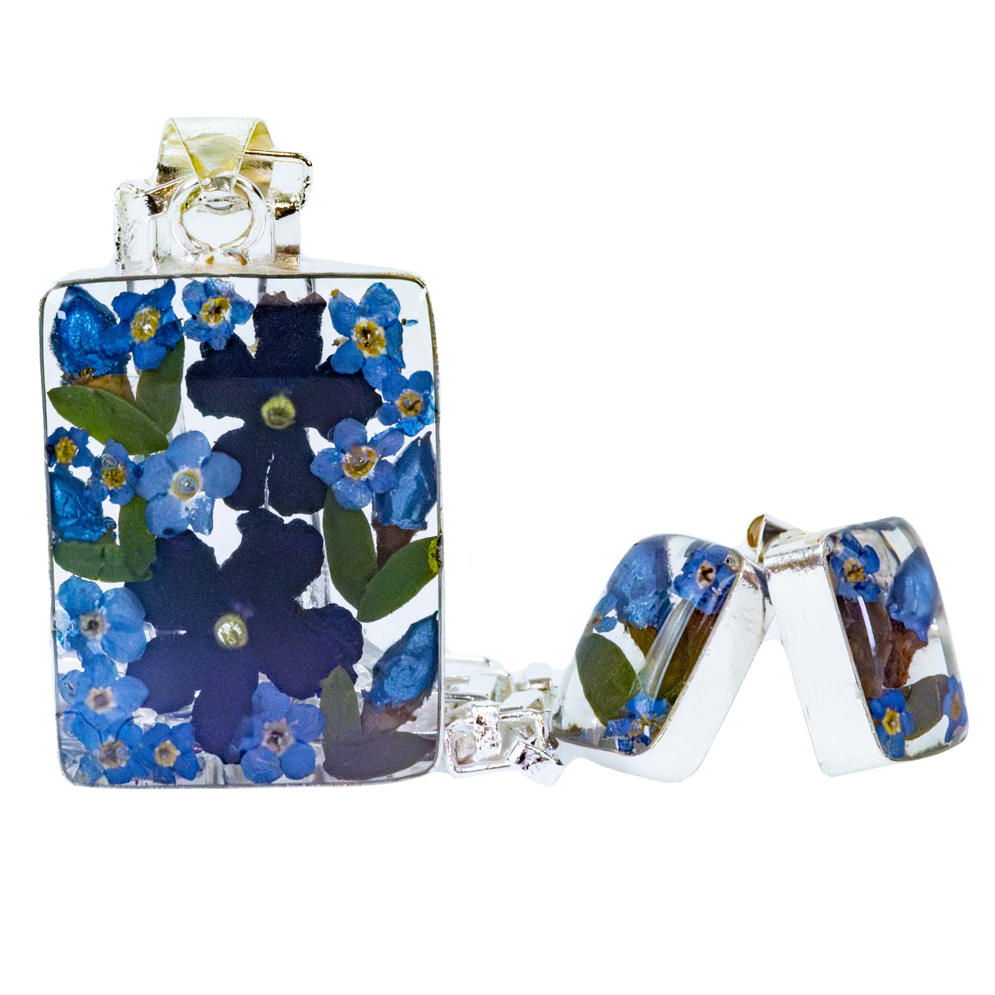 Global Crafts - Wholesale Stud/Post Earrings - Pressed Flower Rectangle Stud Earrings - MIXED COLORS7