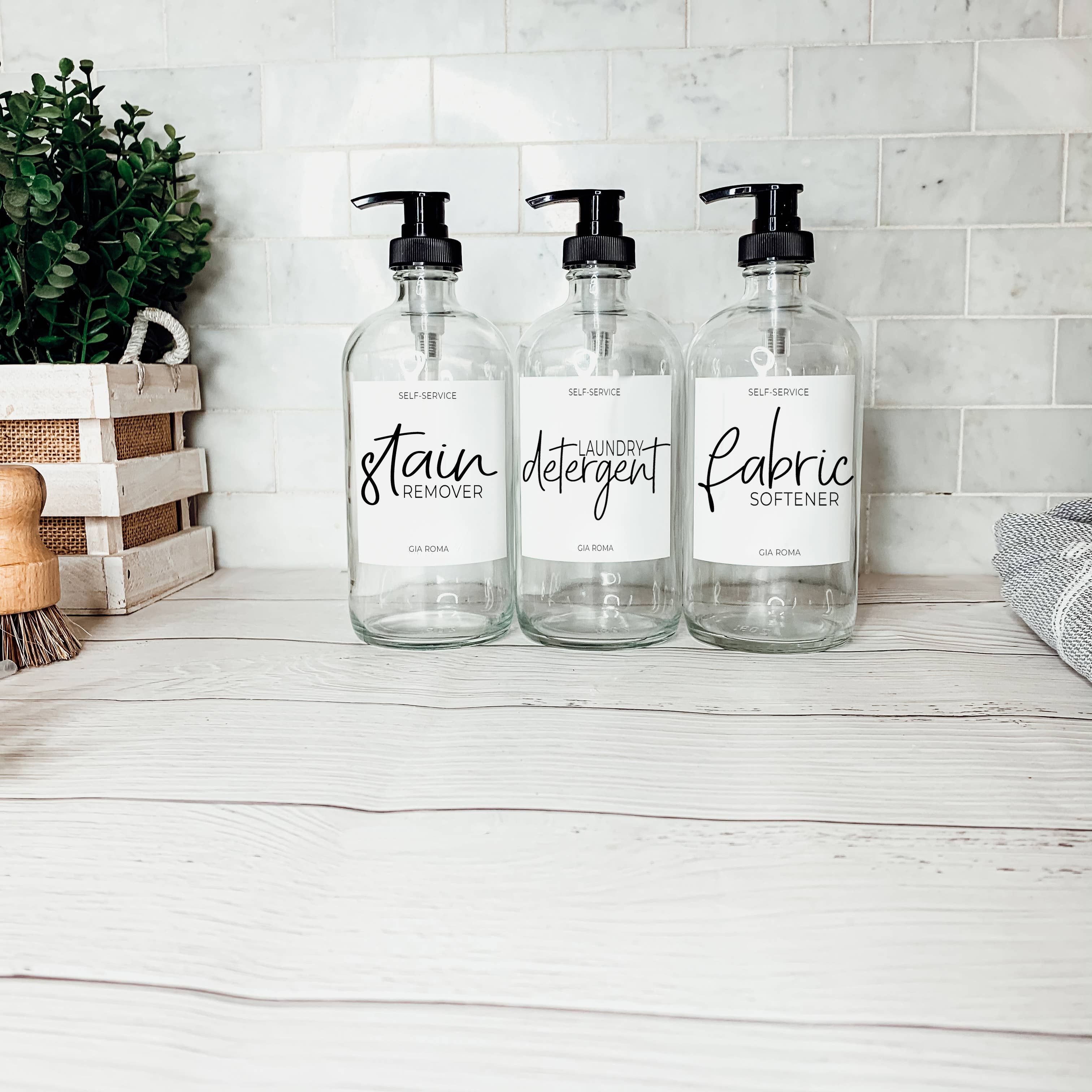 Gia Roma - Venta al por mayor Dispensadores de jabón - Dispensadores de lavadero - Botellas de jabón transparente de vidrio de 16 onzas11