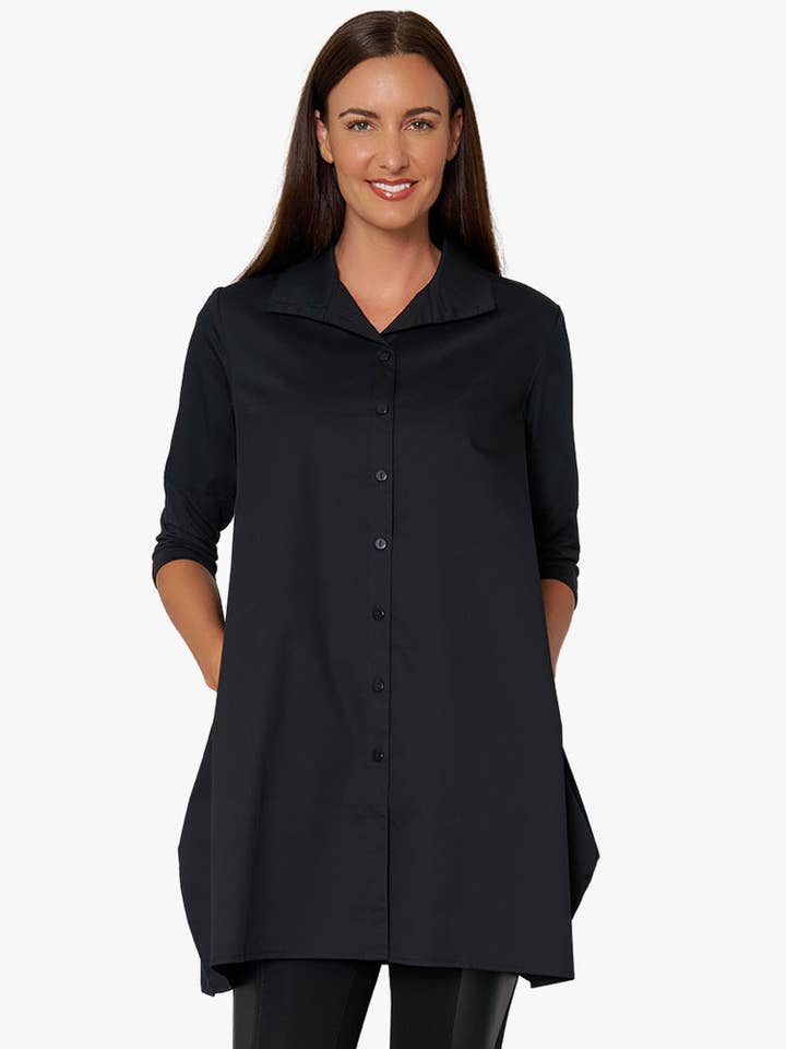 Stella Carakasi - Wholesale Tunic - Women's - Women's 3/4 Sleeve A-Line Cotton Poplin Tiburon Tunic Icon9