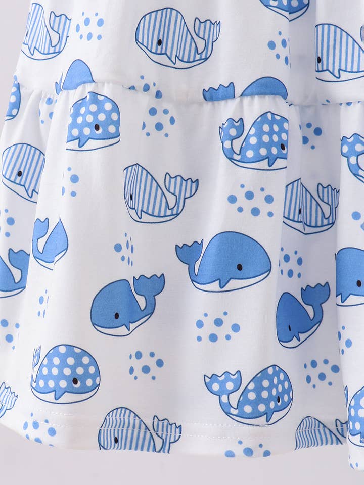 Aspen Rain Boutique - Wholesale Mommy & Me Sets - Blue whale smocked ruffle mom&me dress3