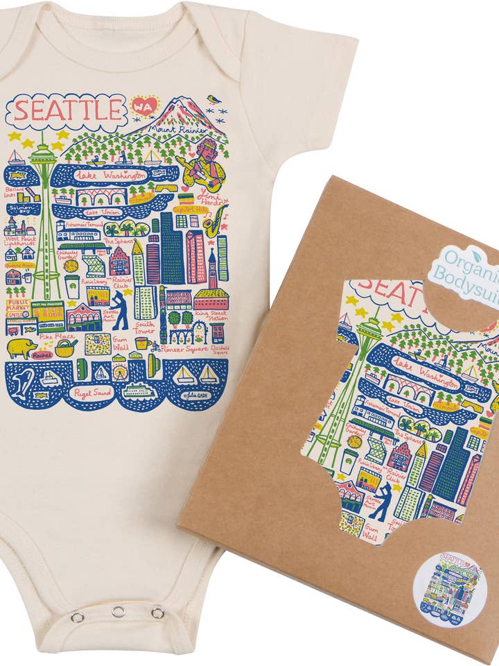 Seattle Boutique Map Art Bébés et Tout-petits pour la vente par Morado Designs