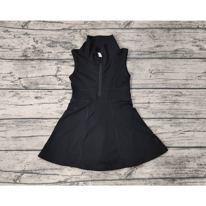 Aier Wholesale - Wholesale Athletic Dress - Kids - Baby Girls Black Athletic Active Wear Knee Length Dresses2