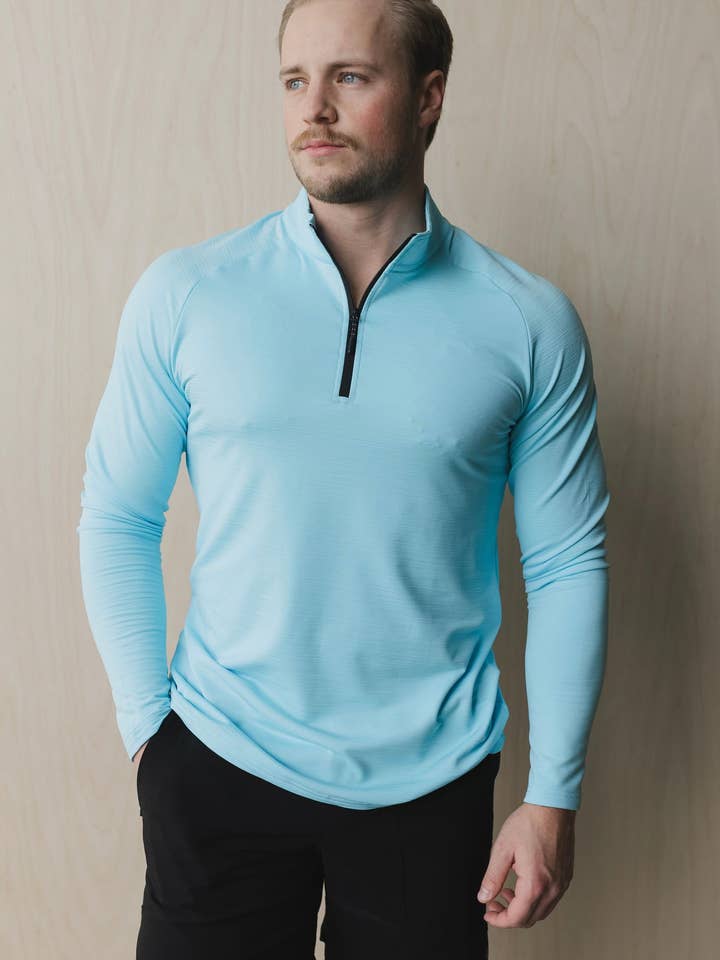 1/4 Zip Long Sleeve Mens for wholesale by Bare Activewear