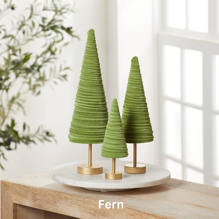 Your Heart's Content – Decoração de Natal por atacado – Conjunto de Árvores de Veludo em Pedestal, Conjunto de 3 para Decoração de Mesa, Lareira de Inverno18