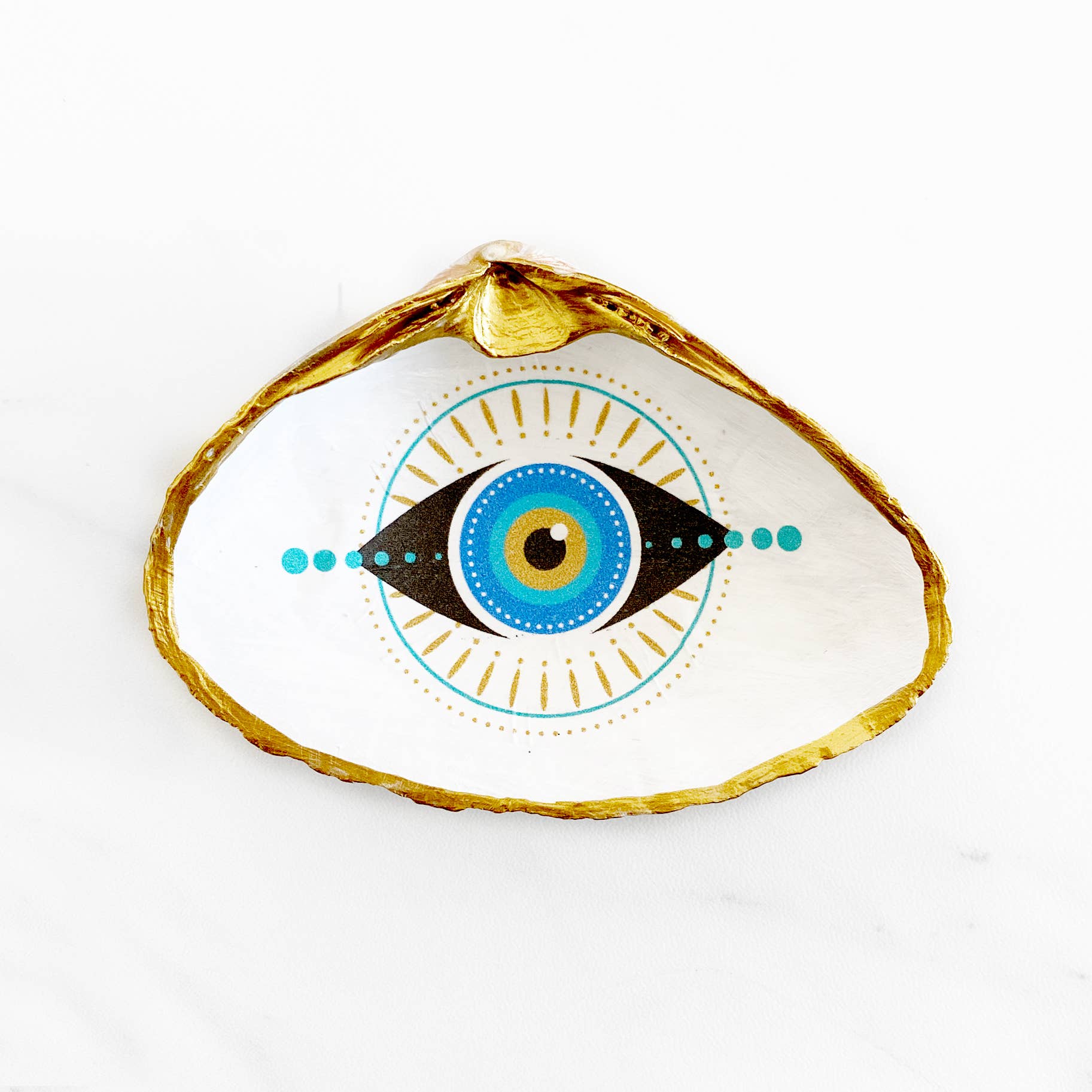 Adori Designs - Wholesale Jewelry Dish - Evil Eye Protection Eye Trinket Clam Shell Ring Dish0