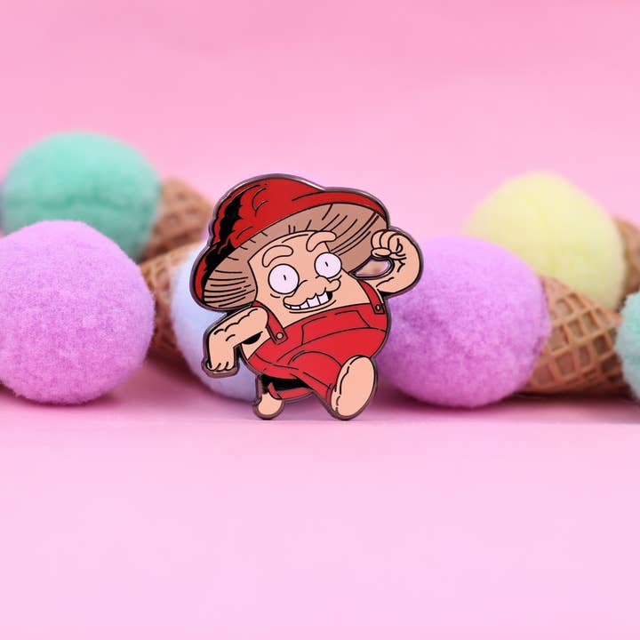 Real Sic – Engroshandel Reversnål/knap – Champignon fyr emalje pin - Funny, Trippy Shroom Dude Pin3