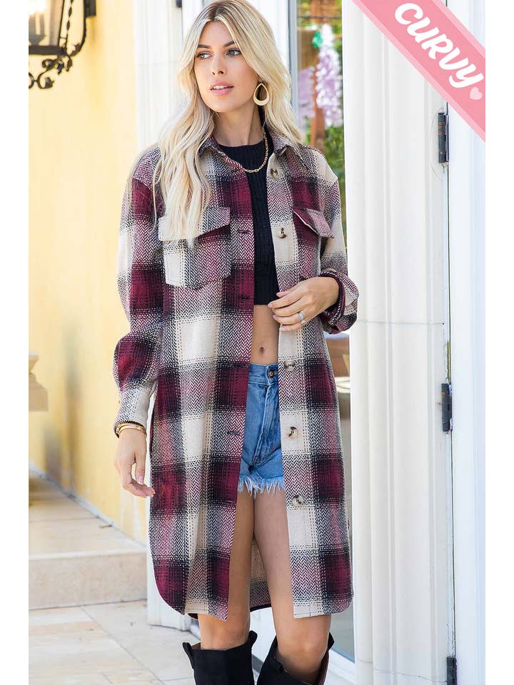 Sweet Lovely by Jen - Wholesale Shirt Jacket/Shacket - Women's - PLUS SIZE SHACKET /PLAID COAT8